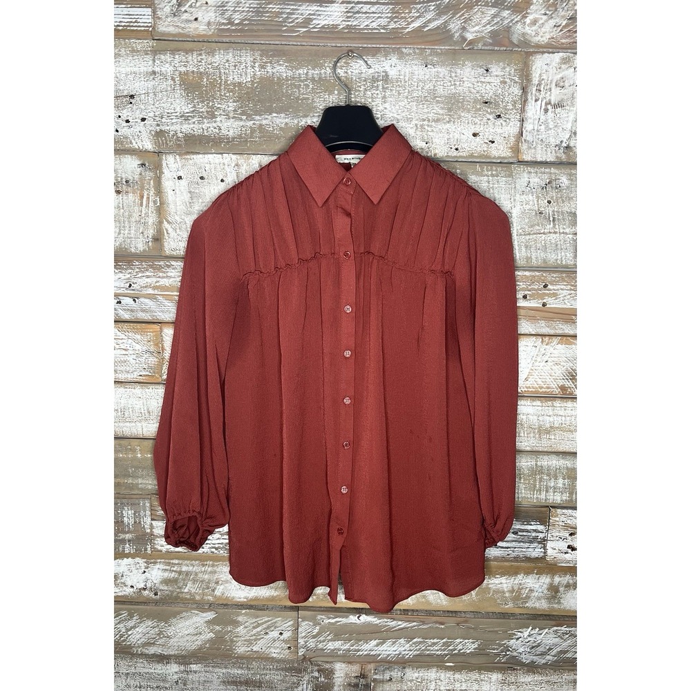 Max Studio womens red long‎ sleeved blouse XS